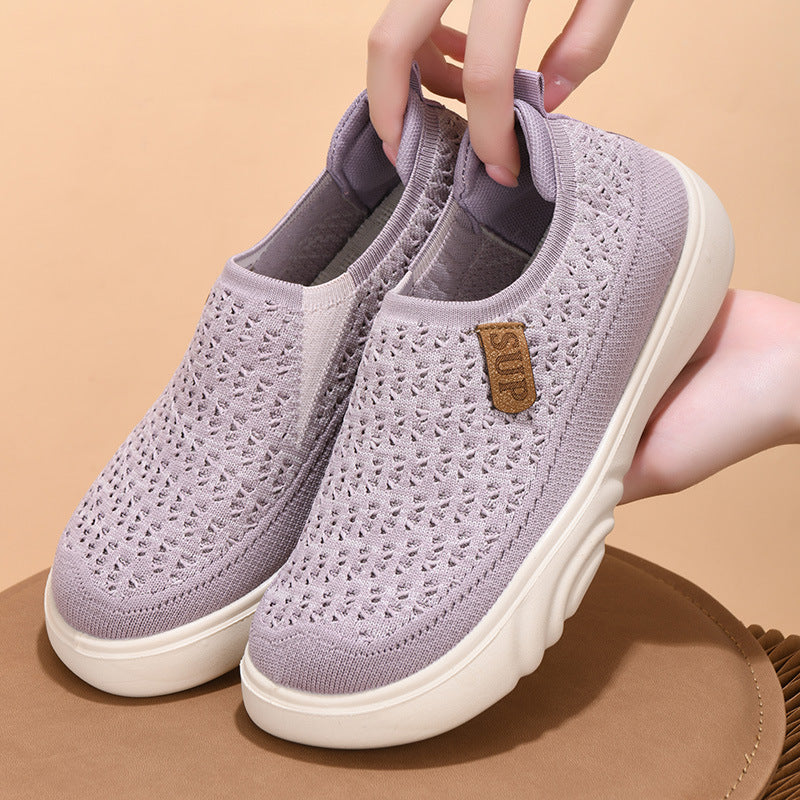 Spring and autumn new old Beijing cloth shoes women's single shoes soft sole comfortable slip-on mother shoes thick sole non-slip casual shoes women